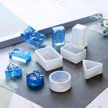 5pcs Ripple Silicone Mold Set Random Mixed,Triangle, Circle, Square, Rectangle, Ripples, Wave Texture, 3D Silicone Mold For Keychain,DIY Jewelry Pendant,Cake Decoration, Candle Soap Aromatherapy Stone,Handmade Accessories,DIY Mold For Back To School - Clear - View 5