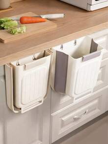 1/2个壁挂式、无需钻孔、可折叠垃圾桶，厨房，节省空间设计，适用于厨房橱柜门、浴室盥洗柜、阳台储物柜和办公工作站。