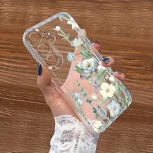 Funda de teléfono con diseño de hoja de flor pequeña para Samsung Galaxy A02 A03S A04 A05S A06 A13 A14 A15 A16 5G A21S A22 A23 A24 A25 A26 A32 A34 A35 A36 A50 A52 A53 A54 A55 A56 A73 S21 Ultra S22 Plus S23+ S24 FE S48, funda de TPU transparente a prueba de golpes de cobertura completa, funda protectora de moda simple y creativa 75DJ - Colores mixtos - Ver 6