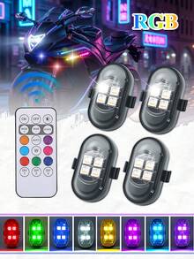1/2/4/6个无线LED闪光灯，带遥控器，迷你灯，8种颜色，USB充电，防水防震，适用于汽车、摩托车、无人机、飞机、自行车等的LED紧急警示灯