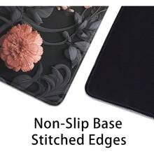 Black Art Flowers Mouse Pad,Large Vintage Floral Mousepad Desk Pad With Stitched Edges,Non-Slip Waterproof Rubber Base Mouse Mat For Office Computer Keyboard Laptop Home 14x24 Inch Multiple Designs Available - 黑色美學之花 - 查看 3