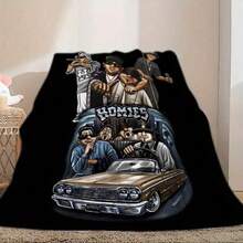 Retro HOMIES Patterned Blankets - Super Soft Flannel, Cartoon Characters Perfect For Home Offices Or Car Trips - Ideal Birthday Or Holiday Gifts, Comfortable Naps All Year Round - Nhiều màu - Xem 2