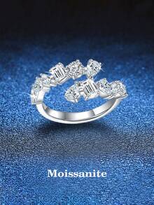 BLOVEMEE 1pc Elegant 925 Sterling Silver 2.7 Carat Moissanite Ring, Suitable For Women's Daily Wear, Party, Vacation, Valentine's Day, Mother's Day, Wedding Anniversary, Women's Jewelry Gift - JZ0040M - View 8