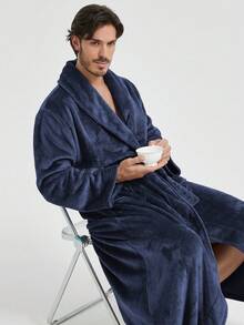 Bộ đồ ngủ nam bằng vải flannel dáng rộng - Áo choàng tắm đôi, dày dặn và ấm áp, mềm mại và thoải mái, thiết kế buộc dây, có 2 túi lớn, có thể giặt máy, áo choàng tắm đôi bằng vải flannel ấm áp, cổ ve áo, dáng rộng, thoải mái, lót mềm mại, tay dài, lông xù, có túi. - Nhiều màu - Xem 4
