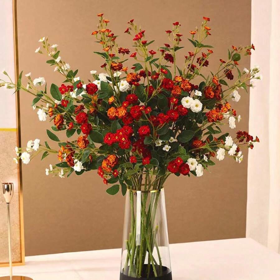 1朵仿真玫瑰，丝绸樱花，适用于DIY花束、插花、拱门装饰、花瓶填充、家居装饰、婚礼及派对中心摆件、办公桌装饰、户外花园装饰、情人节礼物 - 彩色 - 查看 1