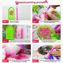 Disney Embroidery Diamond Painting Kit, Includes Tools, Handmade DIY Relaxing Art Decor Gift, Suitable For Valentine's Day, Thanksgiving Gift (The Picture Shows The Finished Product, You Need To Make It Yourself After Purchase) (The Set Includes Canvas, Diamonds, Tool Kit And White Plastic Frame)