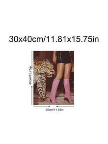 1pc Retro Leopard Poster, Luxury Art, Vintage Pink Leopard & Boots Print, Festival Gift,Suitable For Bedroom,Living Room,Kitchen,Apartment,Wall Arts,Wall Decor,Home Decor,Room Decor, Canvas Wall Art, Posters, Wall Art With Frame, Optional Frame ﻿ ﻿ - Multicolor - View 14