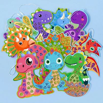 10 Sets Dinosaur Theme DIY Mosaic Sticker Art Craft Kit, Includes 720+ Stickers, Suitable For 4-6 Years Old Children, Can Be Used For Party Favor Bags, Art & Craft Activities, Easter Basket Fillers, Birthday Gifts, Classroom Activities, Back To School Supplies, Mother's Day Gifts, Girls Toys, Children's Day Gifts, Halloween & Christmas Gifts