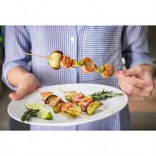 90 Brochetas Palillos de Bambu Madera Elaboracion Platillos Parilla Carne Verduras Frutas Dulces Presentacion Alimentos Cocina Utensilio Palitos NIGQ - 20 cm - Ver 6