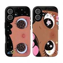 Dreamy INS Glittering Big Eyes Comic Girl Lovely Phone Case, Cute Kawaii Big Eye Anime Phone Case For IPhone 17 16 15 14 13 12 11 Pro Max X XS & SS Galaxy S21–S25 Plus Ultra, Kawaii Aesthetic Big Eyelash Tough Case,Cute Y2K Cartoon Girl Gift For Her Him - 選項 2 - 查看 1