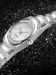 时尚商务多功能奢华镶钻优雅石英表，母亲节礼物