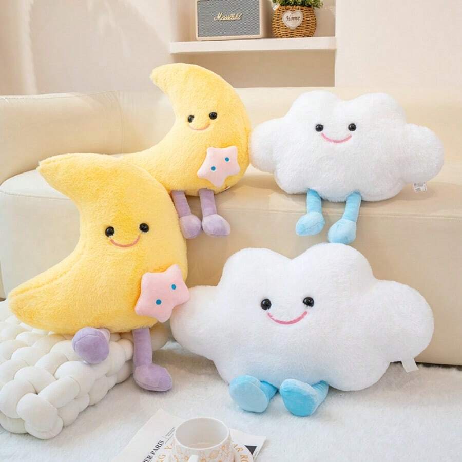 1 chiếc gối nhồi bông hình mặt trời và mây hoạt hình dễ thương, mềm mại, êm ái, thích hợp làm gối ôm sofa cho trẻ em, quà tặng sinh nhật/Ngày lễ tình nhân/Lễ Phục sinh.