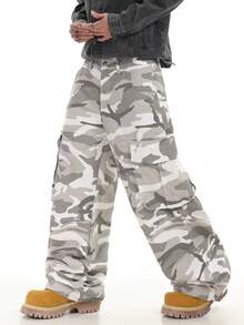 1 chiếc quần jeans ống rộng dáng suông nhiều túi hiệu Justice Brother Street Camo, phong cách đường phố thường ngày dành cho cặp đôi. - Nhiều màu - Xem 9