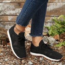 女士优雅圆头平底系带厚底时尚运动鞋