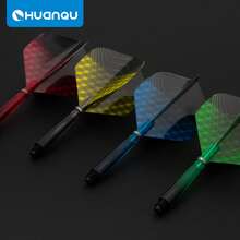 HUANQU 6片飞镖翼 + 6根42mm渐变色飞镖杆，2BA通用飞镖杆，适用于软式或硬式飞镖，4种颜色可选，飞镖配件，耐用PET材质，精准耐用，便于携带，飞镖爱好者的必备配件，圣诞节、情人节、复活节、生日派对的完美礼物之选 - 彩色 - 查看 4