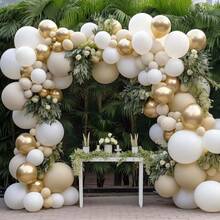A Set Of 120 Sand-White Gold Latex Balloon Arches, Suitable For Birthday Parties, Weddings, Graduation Ceremonies, Bridal Parties, Baby Baptisms, Anniversary Celebrations, Party Decorations And Studio Landscape Decorations. - Multicolor - View 2