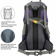 Bseash 60L Waterproof Hiking Camping Backpack With Rain Cover Large Outdoor Sport Travel Daypack Rucksack For Climbing - 紫色 - 查看 6