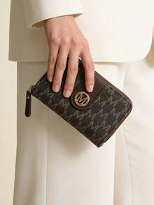 New Litchi Texture Letter Wallet Medium Clutch Purse With Multiple Card Slots Short Style Small Women's Bag Thick Korean Fashion Women's Bag Compact Retro Coin Purse For Women Wallet Mini Wallet Purse Wallet Small Wallet Cute Wallet - Coffee - View 7