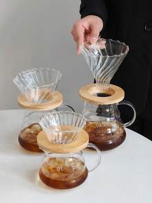 1个日式ins风手冲咖啡分享壶，耐热玻璃云朵咖啡壶，适用于家庭、办公室、公司、咖啡馆、客厅，附赠滤纸 - 彩色 - 查看 7