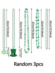 5pcs St. Patrick's Day Bead Necklace, Green Clover Hat Bead Necklace, St. Patrick's Day Party Accessories Decorations, Suitable For Irish Decorative Accessories, St. Patrick's Day Party, Parade Party Supplies - Multicolor - View 10