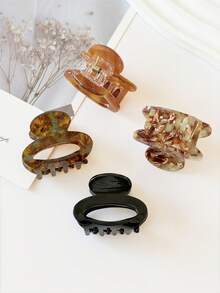 1件装女士时尚优雅动物纹椭圆形小发夹，马尾辫/半扎发造型发饰，适合日常佩戴，波西米亚风优雅