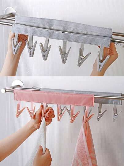 便携式旅行晾衣架，多功能折叠衣物、袜子、内衣夹，适用于酒店旅行、行李箱、衣柜、旅行配件、旅行必备品、汽车配件、户外配件、飞机行李、实用物品、旅行必备品、海滩度假必备品、学习用品、旅行必备品