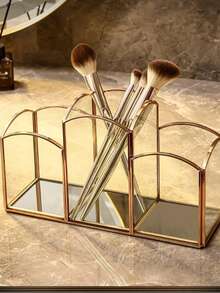 Luxury European Style Glass Makeup Organizer Display Box - Gold - View 7