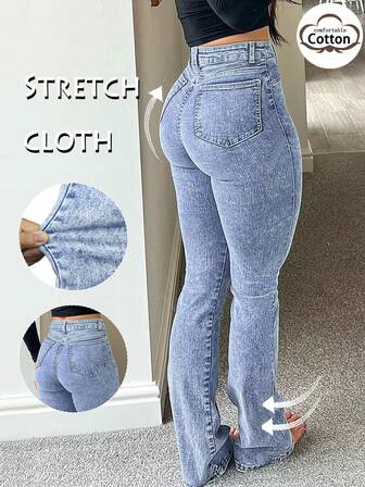 GILIPUR Nuevos jeans acampanados con estampado de copos de nieve Y2K para mujer, de talle alto, ajuste ceñido y elástico, elegante y de moda, estilo casual de calle, retro para invierno y primavera, adecuado para Año Nuevo, San Valentín y otras festividades, también una opción de regalo ideal. Apariencia exquisita pero casual, perfecta para fiestas formales, cenas informales y conciertos.