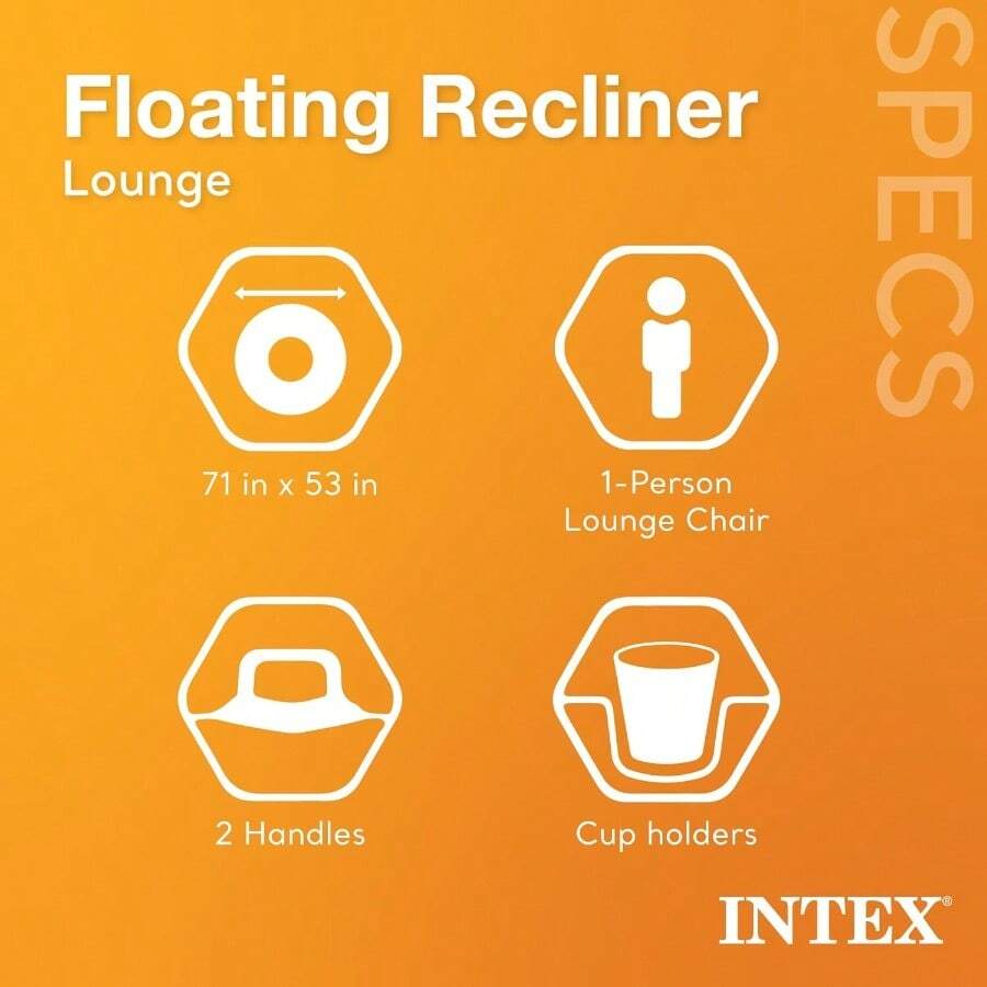 Floating Recliner Inflatable Lounge 71in X 53in - Multicolor - Ver 1