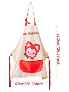 1件 ALI THE FOX THE厨房围裙，男女通用情侣围裙，挂脖式可调节带口袋防水防油烹饪厨师围裙，男女通用厨房围裙，餐饮工作围裙 - 彩色 - 查看 11
