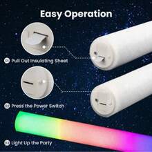 CamelParty 38/100/70PCS Color LED Foam Light Stick, Concert Light Stick, Three Color Flicker Modes Can Be Freely Switched, And The Luminous Effect Is Durable And Eye-Catching, Suitable For Concerts, Weddings, Family Gatherings, And New Year Carnivals - 杏色 - 查看 2