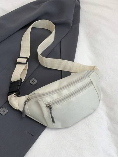 Women's Waterproof Fanny Pack Chest Bag Shoulder Crossbody Bag Multi-Zipper Fashion