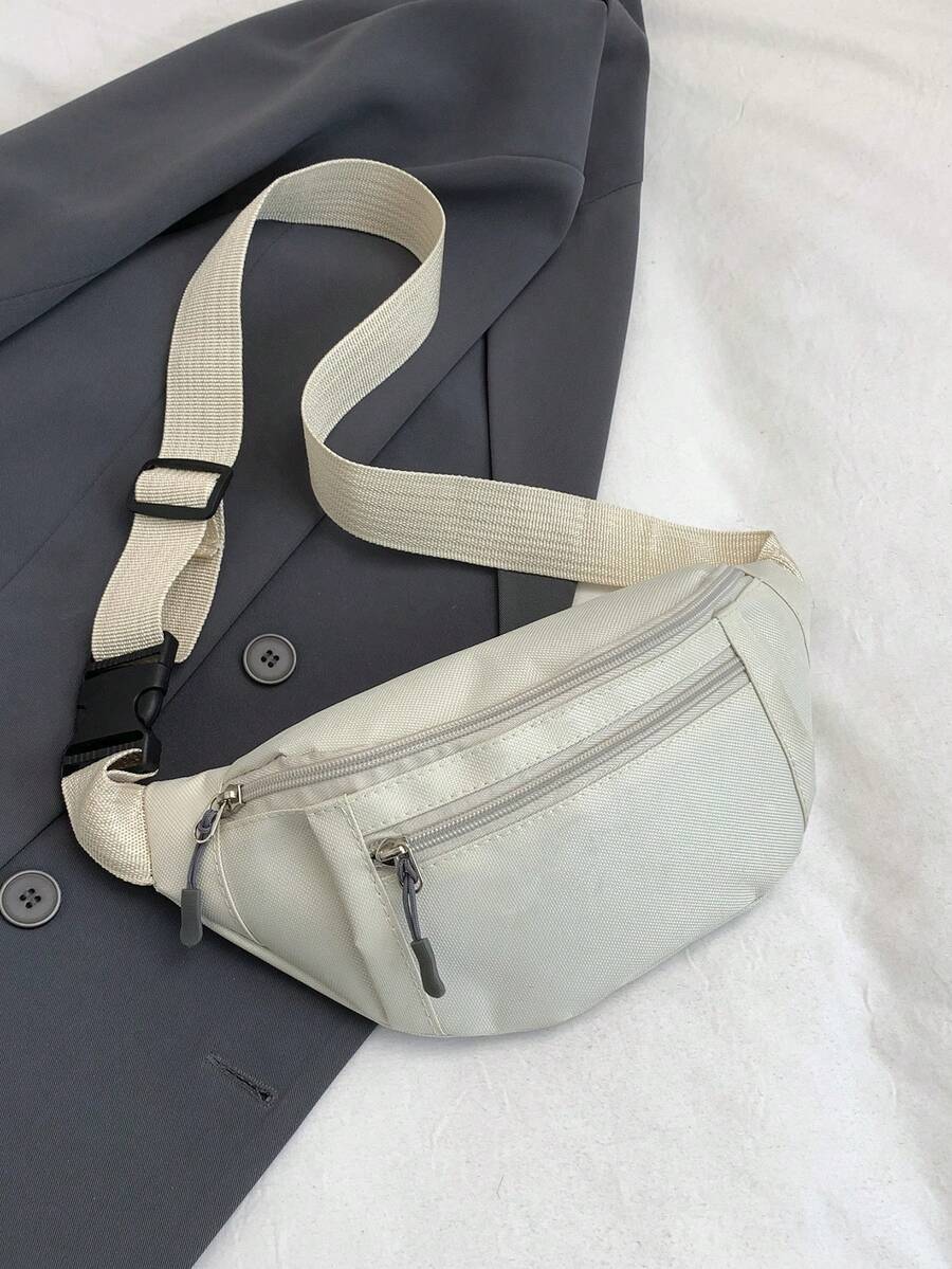 Women's Waterproof Fanny Pack Chest Bag Shoulder Crossbody Bag Multi-Zipper Fashion - White - View 1