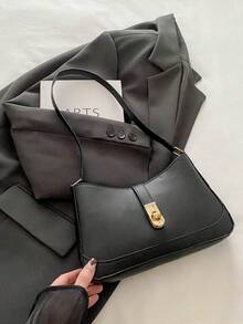Stylish Women's Handbags, Solid Color Shoulder Bags, Simple And Classic Women's Crossbody Bags - 黑色 - 查看 4