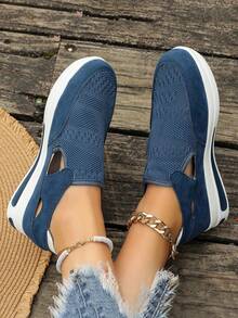 Women's Mesh Platform Cross-Training Sneakers, Low Heel And Flat Bottom, New Spring Casual Women's Sneakers, Deep Mouth, Thick And Non-Slip