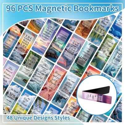 96pcs Magnetic Bookmarks Christian Bible Reading Gift Set For Women Men Children Teachers Book Lovers Inspirational Cute Decorative Page Markers Clips Colorful