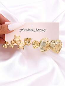 1 Set Fashionable Cute Bear & Flower Multi-Element Stud Earrings, Daily Wear Earring Set, Ideal Gift For Friends On Holidays And Birthdays