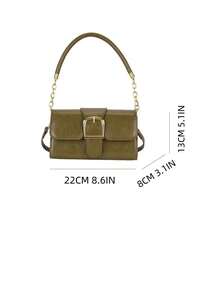 Fashionable Minimalist One Shoulder Crossbody Bag With Clasp Closure, Suitable For Commuting And Underarm Wear - Olive Green - View 5