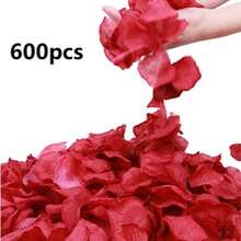 1500/600/100pcs Artificial Rose Petals, Burgundy Fake Rose Petals, Artificial Flowers, Suitable For Valentine's Day, Romantic Decoration, Wedding Aisle, Dinner Table Decor, Birthday, Creating Romantic Atmosphere - Burgundy - View 6