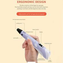 1pc 3D Printing Pen, DIY Drawing Printing Pen, Art Tool, Birthday Gift, Christmas Gift, 9M/25M/50M/100M PLA Refill (Consumables) + Sketchbook + Finger Sleeve + Stand - Blue - View 5