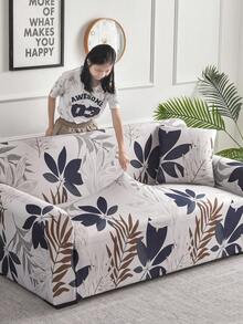 1 pieza Funda de sofá de cobertura completa con estampado de hojas, hecha de tela de poliéster, lavable a máquina, adecuada para el hogar, el aula, el hotel, todas las estaciones - Hoja de arce - Ver 4