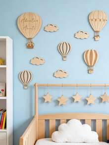 热气球和云朵墙饰，波西米亚风格，婴儿房装饰，新生儿派对装饰，适用于卧室、教室、游戏室墙面装饰，房间配件 - 彩色 - 查看 6