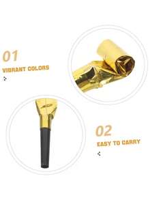 8 piezas de sopladores de fiesta y creadores de ruido, dispositivos de soplado para agregar una atmósfera alegre a las celebraciones de cumpleaños, diversas ocasiones y fiestas de cumpleaños, mini trompetas doradas, regalo del Día de San Valentín, regalo de cumpleaños, artículos de fiesta - Multicolor - Ver 8