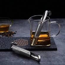 2pcs Portable Tea Accessories For Home Stainless Steel Filter Tea Maker Piping Design Tea Spoon Brewer Long Handle Metal Creative Cup - 銀色/2件 - 查看 3