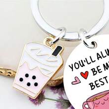 1pc Valentine's Day Teddy Bear Boba Tea Keychain, Versatile Couple Accessory - Multicolor - View 5