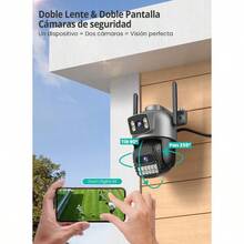 ANBIUX 4K 8MP Camara de  Exterior 2.4G/5G Cámara de  con Lente Doble Visión Nocturna Color 30M Seguimiento automático Sirena Audio Bidireccional IP66 poyo Alexa-0003 - A22YQ - Ver 2