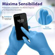 Best Trading 100 Guantes 100% Nitrilo Color Azul: Libres de Látex y Vinyl Alta Calidad Premium Tecnología Touchscreen. Comodidad  y Funcionalidad en tus Manos - M - Ver 3