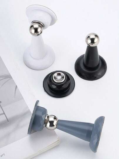 1/2 piezas Tope de puerta magnético fuerte, topes de puerta magnéticos para la parte inferior de la puerta, tope de puerta magnético, cinta adhesiva de doble cara, tope de puerta decorativo de color negro mate, hecho de silicona para reducción de ruido, fácil instalación sin perforación