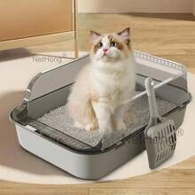 Large Open Cat Litter Tray High Sided Deep Jumbo Rim Pan Box Loo Toilets - one-size - View 3
