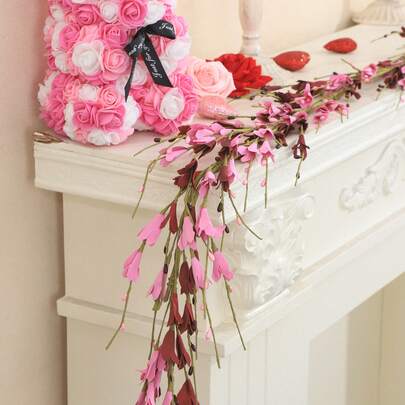 1PC 59.05inch Artificial Floral Garland- Pink & Deep Red Bloom Design For Table & Event Decoration